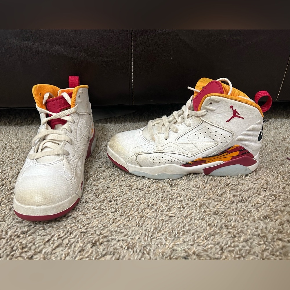 Nike Air Jordan MVP Mid PS Cardinal Red White Orange Leather Boy Size 1Y Lace Up